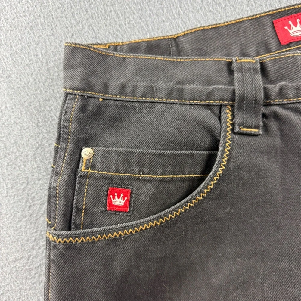 JNCO 8 Ball Jorts Men's 36 Black Skull Y2K Vintage Baggy Jean Shorts Embroidered